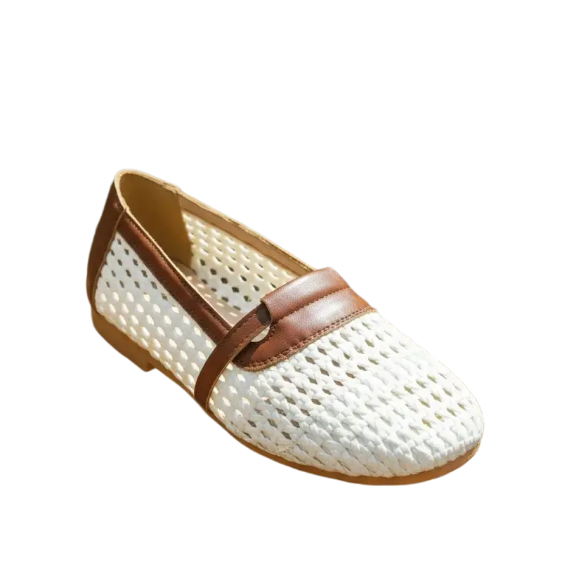 Women‘s Woven Sandals Flat Summer Breathable Mesh Openwork Shoes Square Toe Mary Jane Comfortable Slip On Ballet Sandals Female NovaCart