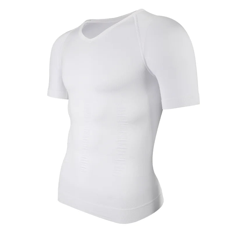 Men's Body Shaper Slimming Shirt Tummy Control Vest Compression Base Layer Slim Muscle Short Sleeve Shapewear NovaCart