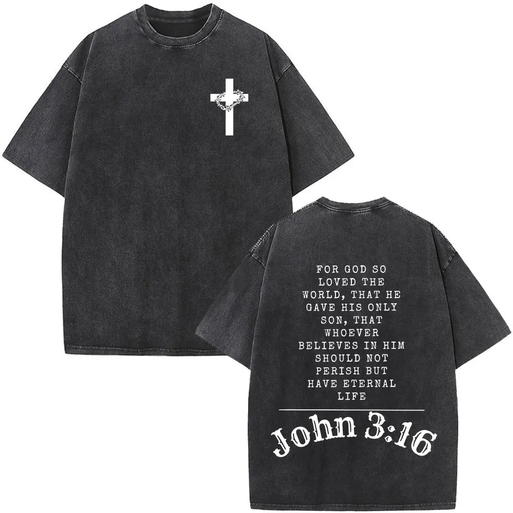 Christian Jesus Faith Over Fear Bible Verse Washed T-shirts Men Women Fashion Vintage Oversized T Shirts Harajuku Cotton T-shirt NovaCart