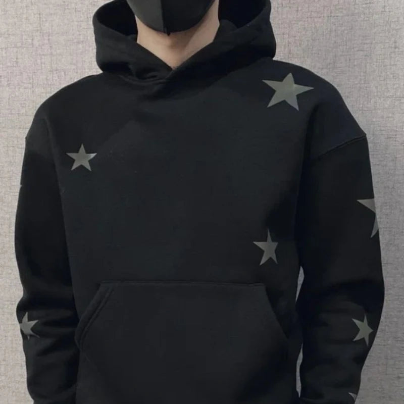 Hoodies Graphic Sweatshirt for Men Black Hip Hop Male Clothes Loose Luxury Aesthetic Emo 90s Vintage Simple Winter S Warm Hooded NovaCart