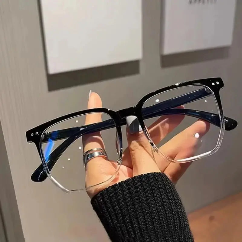 3 pairs of universal fashion glasses, square-framed glasses, fashionable campus style, clear black frame, back to school NovaCart