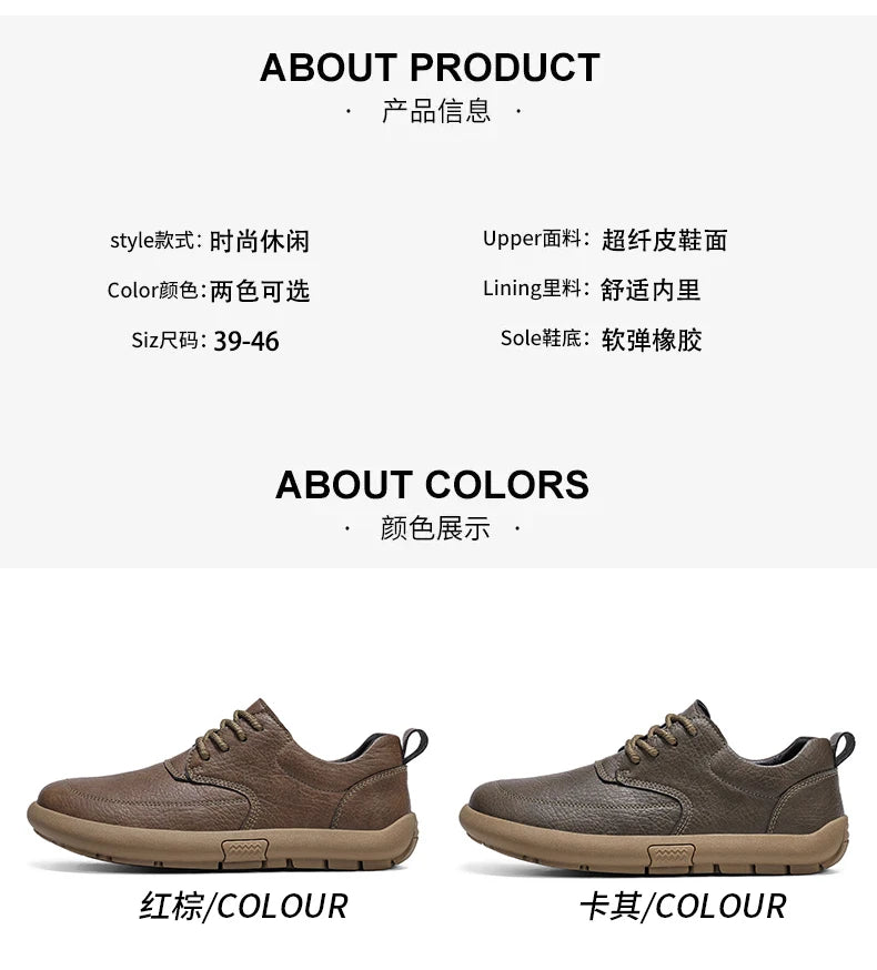 Shoes for Men Male Sneakers Leather Shoes Round Toe Apring and Autumn Wear-resistant Return To The Ancients Loafers All-match NovaCart