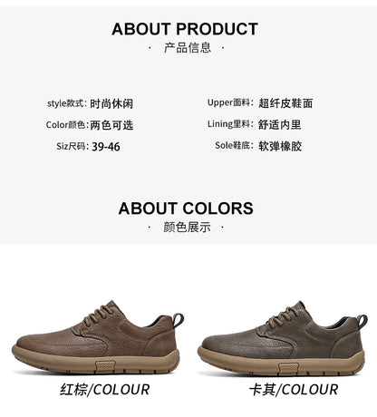 Shoes for Men Male Sneakers Leather Shoes Round Toe Apring and Autumn Wear-resistant Return To The Ancients Loafers All-match NovaCart