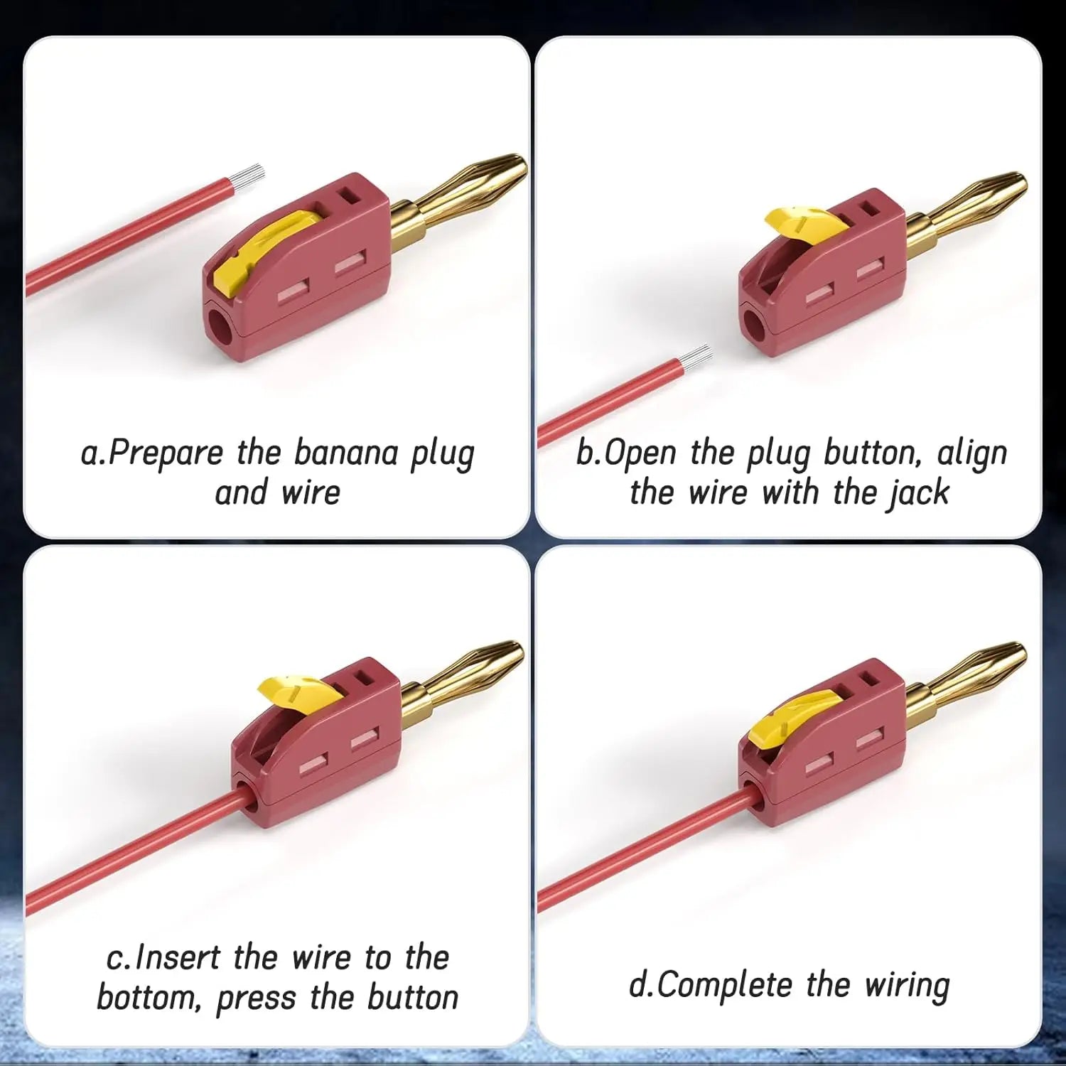 1-6PCS Portable 32A 4mm Banana Plug Solderless Quick Connect High Current Gold-Plated Connectors Audio Copper Speakers Amplifier Pi-Mart
