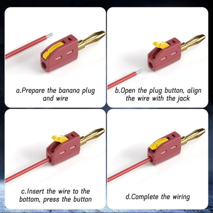 1-6PCS Portable 32A 4mm Banana Plug Solderless Quick Connect High Current Gold-Plated Connectors Audio Copper Speakers Amplifier Pi-Mart