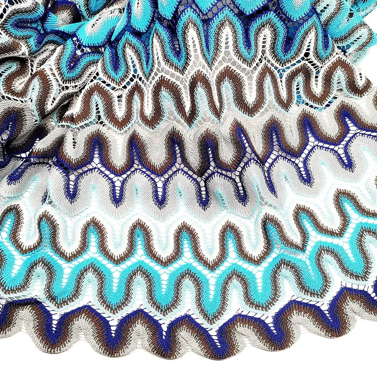 Knitting Lace Fabrics Zig Zag Wave Striped Lace Crochet Mesh Fabric Diy Fashion Cloth 155CM/1078 NovaCart
