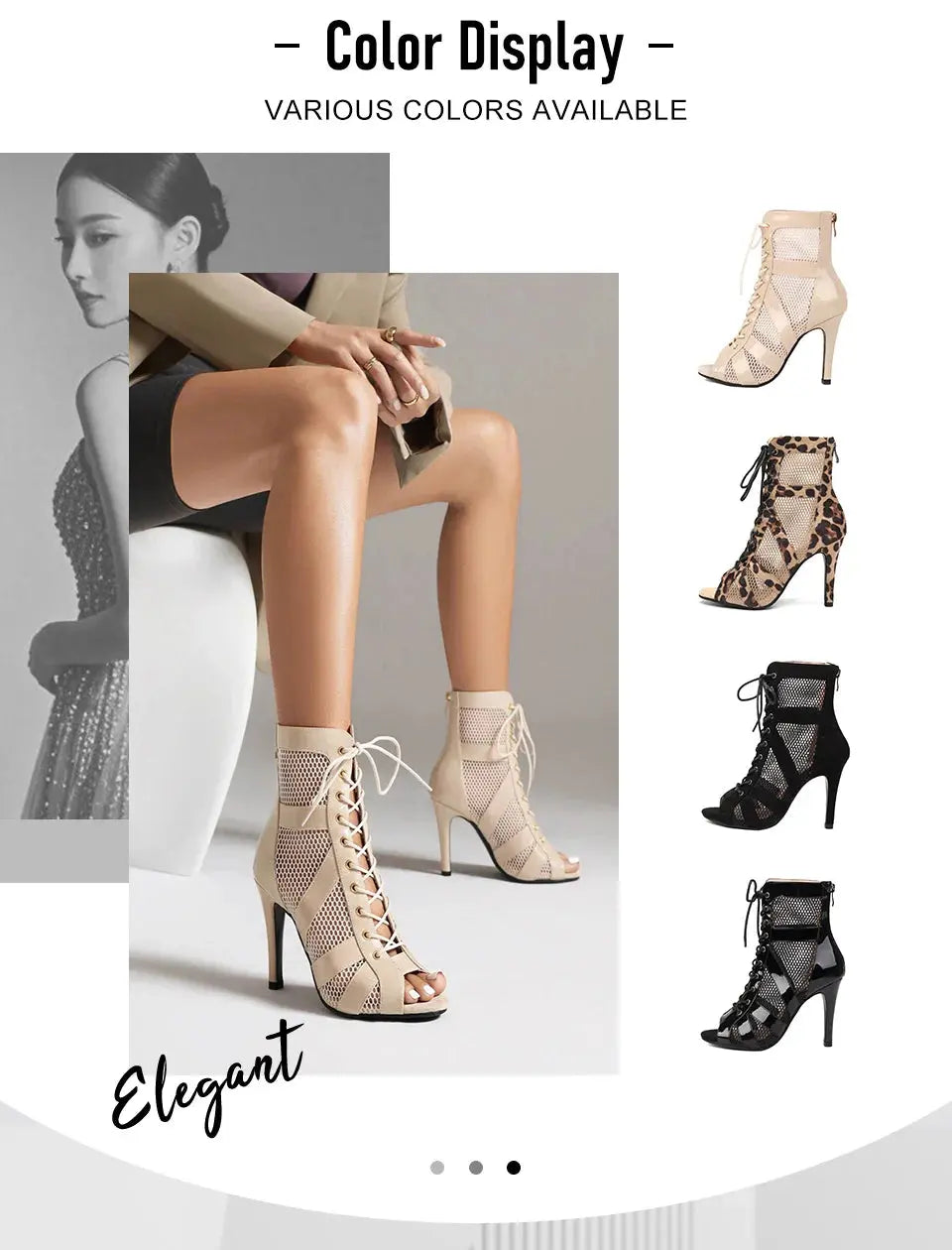 Women Latin Dance Shoes Black Boots High-Top High Heels Salsa Sandals Mesh Tango Boots Ladies Woman Party Ballroom Dance Shoes NovaCart