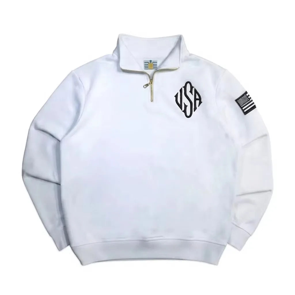 Y2K Retro Quarterzip Pullover Hoodie Embroidery Sweatshirt American Vintage Old Money Casual Streetwear Unisex Oversized Coat NovaCart