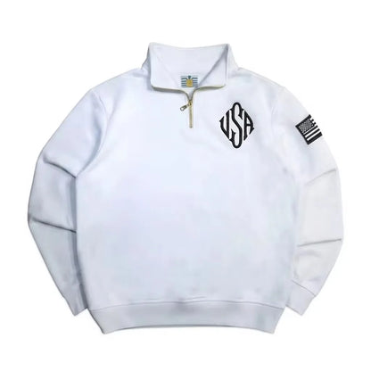 Y2K Retro Quarterzip Pullover Hoodie Embroidery Sweatshirt American Vintage Old Money Casual Streetwear Unisex Oversized Coat NovaCart