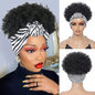 Black Headband Wigs For Women Afro Kinky Curly Wig With Synthetic Short Hair Wigs With Headband Attached Headwrap Wigs NovaCart