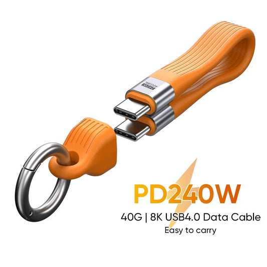 USB-C to Type-C 240W USB4.0 40Gbps Cable Keychain PD3.1 5A 8K@60Hz Data Cord For TV Laptop Tablet MacBook Video Transmission Pi-Mart