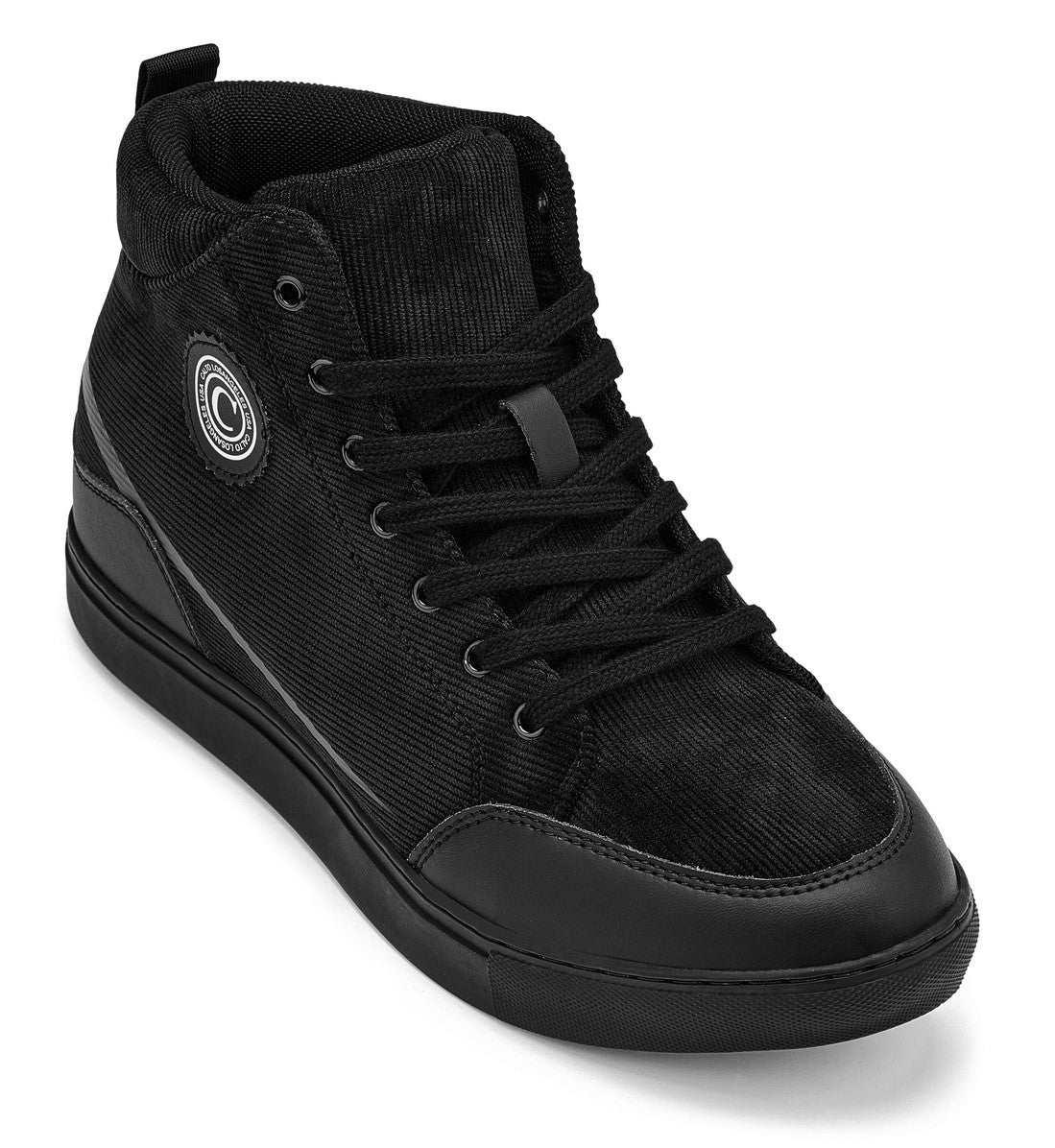 CALTO - S4130 - 2.6 Inches Taller (Onyx/Black Sole) - Corduroy Ankle Top Sneak-boot Tallmenshoes.com