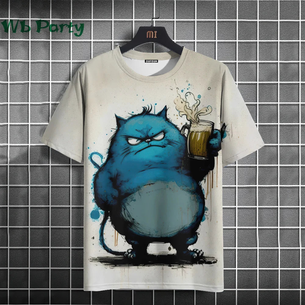 Cat Print shirts - Y2K Graphic T-Shirt FitiqueFit