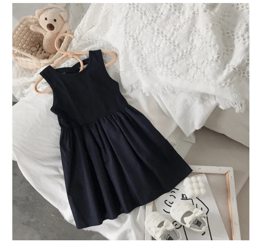 2024 Summer Girls Elegant Goth Dresss Black Sleeveless Tutu Dress Backless Off Shoulder Party Kid Dresses 2 4 5 6 7 8 Years Old NovaCart