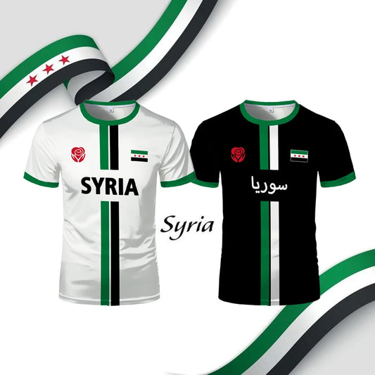 Syria Football T-Shirt Summer Sports Breathable Quick-drying Men's Tops Syrian Flag Map Print Short Sleeve Jersey Kid's Clothes NovaCart