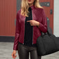 Women’s Slim Fit Faux Leather Moto Jacket FitiqueFit