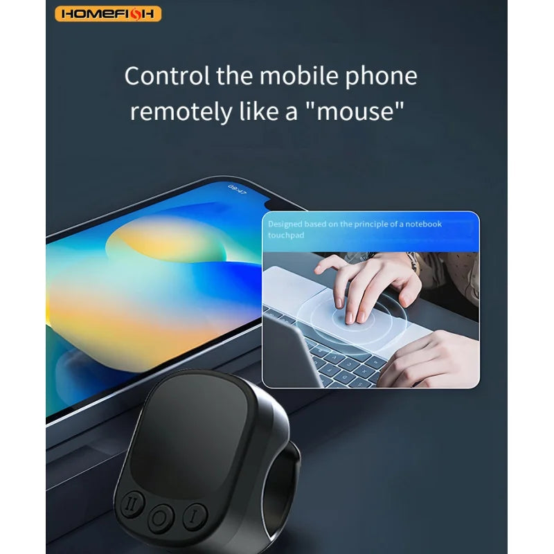 Mouse Ring Remote Control with Touchpad,Smart Automatic Screen Clicker Device，Continuous Clicker，Scrolling Ring Remote Control S Pi-Mart