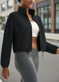 Winter Fleece Cropped Jacket with Stand Collar FitiqueFit