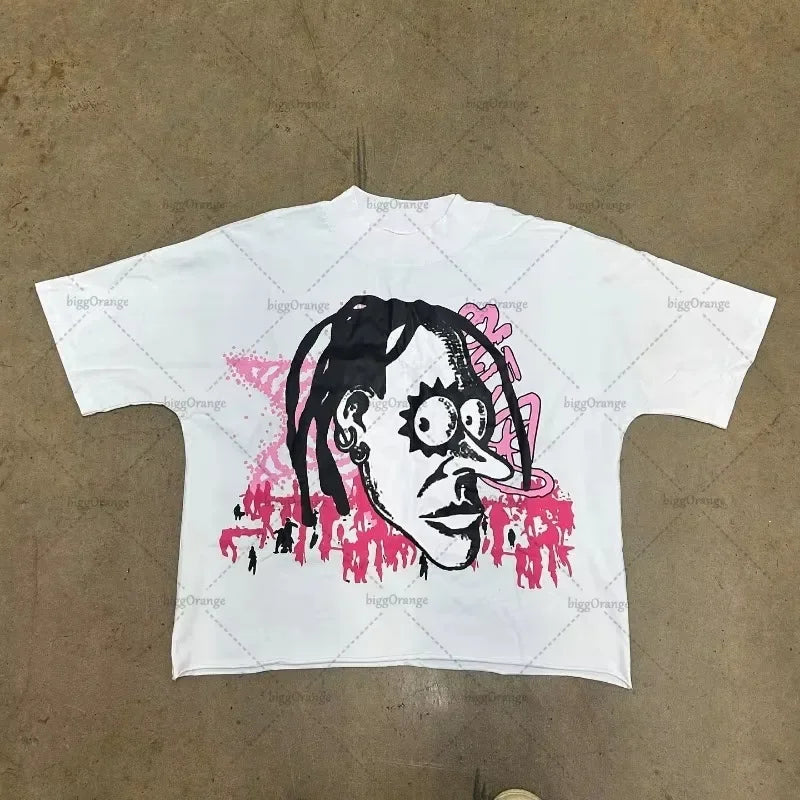Chic American Anime Cartoon Street Hip-hop Cotton Men's Fashion Loose T-shirt Graphic T Shirts Streetwear Harajuku Unisex NovaCart