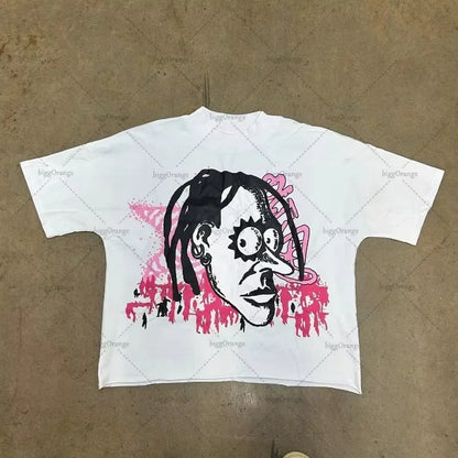 Chic American Anime Cartoon Street Hip-hop Cotton Men's Fashion Loose T-shirt Graphic T Shirts Streetwear Harajuku Unisex NovaCart