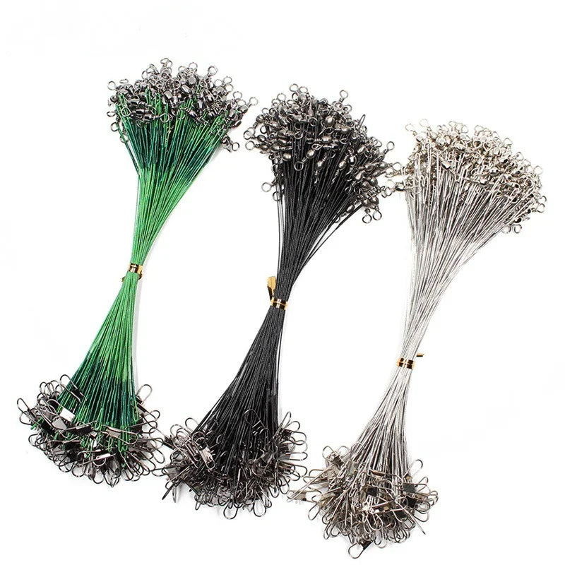 Anti Bite Steel Fishing Line Steel Wire Leader With Swivel Fishing Accessory Lead Core Leash Fishing Wire 15cm 20cm  30cm Pi-Mart