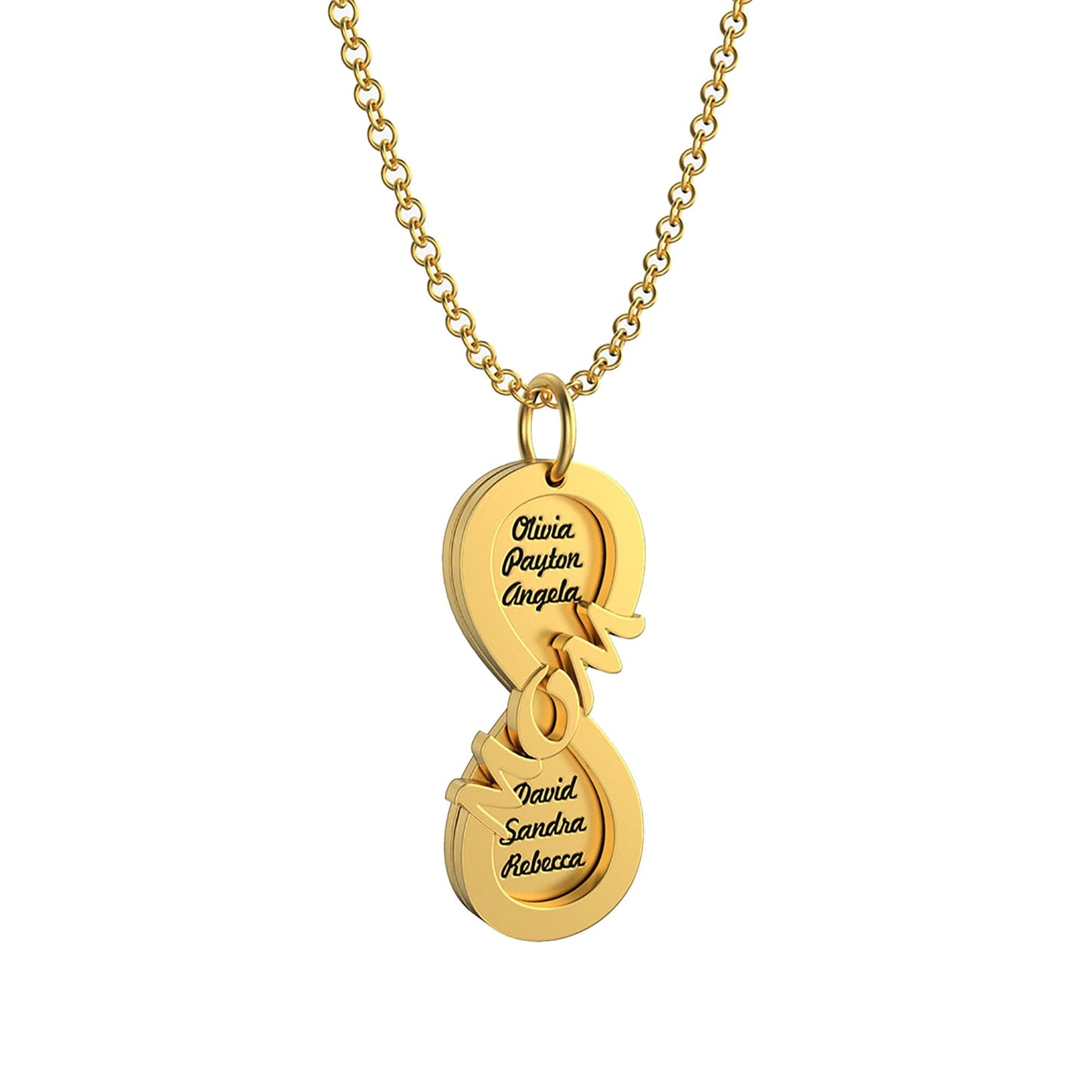 Personalized MOM Name Necklace Rotate Double Layer Pendant Best Gifts