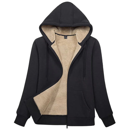 Sherpa-Lined Fleece Zip-Up Hoodie Jacket Women FitiqueFit