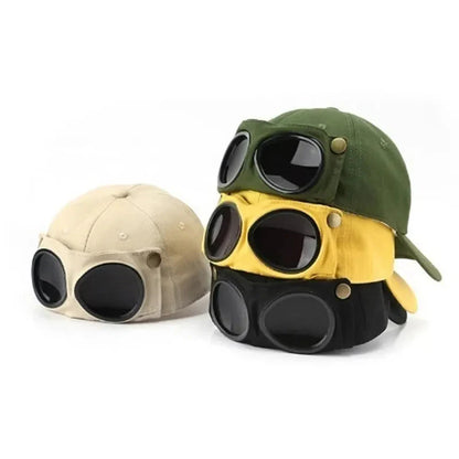 Aviator Baseball Cap – Unisex Summer Hat with Built-In Sunglasses FitiqueFit