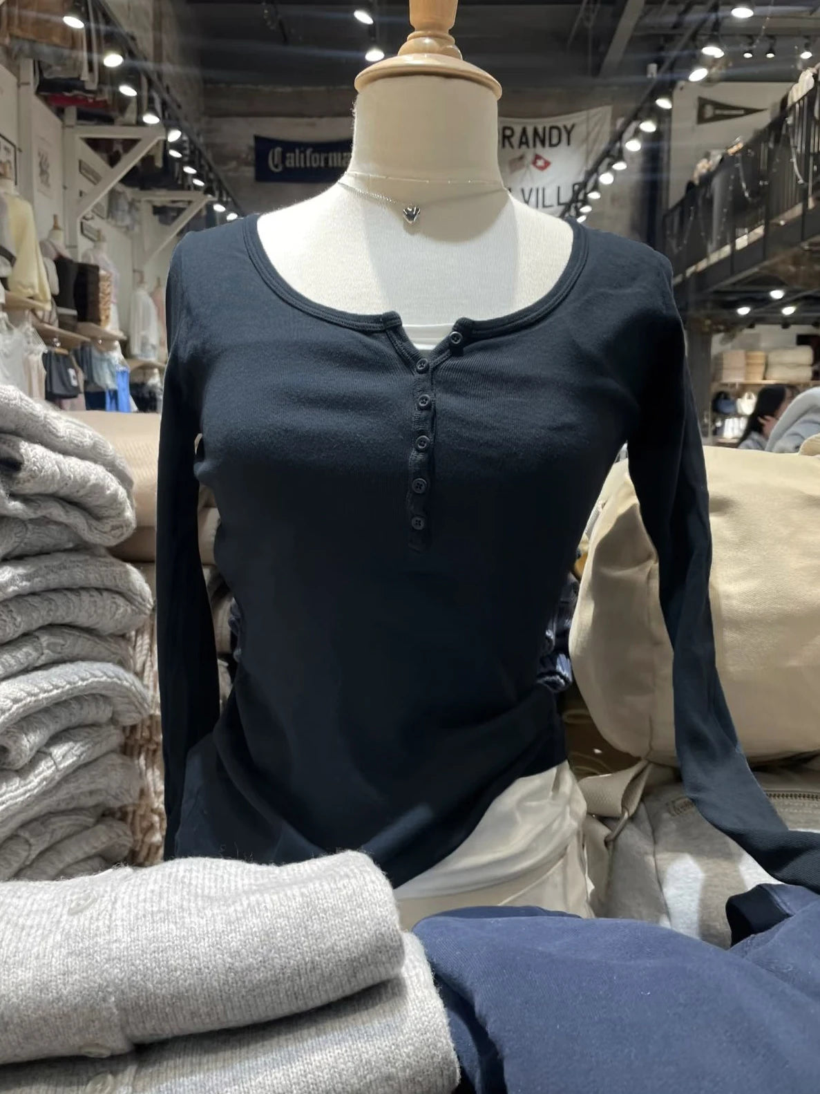 Six Buttons Ribbed Long Sleeve T-shirts Women Spring Round Neck Cotton Slim Tee Top Female Sweet Cute Pink Tshirt Y2k Tops New NovaCart