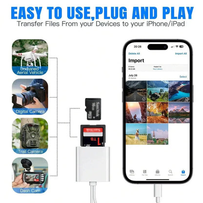 2 In 1 OTG Card Reader Type C Lightning to SD TF Memory Card Adapter For PC Laptop iPhone Multi Smart Cardreader No APP Requires Pi-Mart