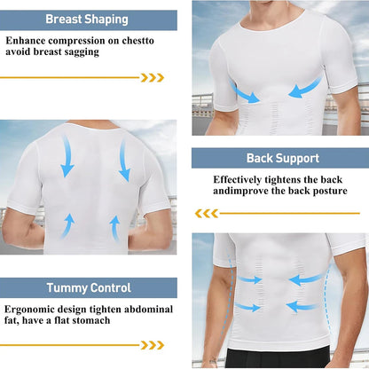 2PCS Men's Body Shaper Slimming Vest T-Shirt Elastic Slim Shapewear Compression Undershirts Tummy Control Waist Trainer Tank Top NovaCart