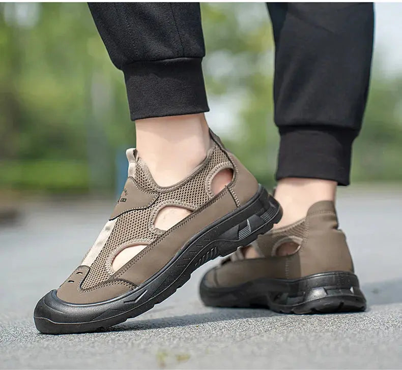 2025 Summer Men's Sandals New Hollow Breathable Beach Shoes Ultra Light Anti Slip Summer Casual Shoes Walking Shoes NovaCart