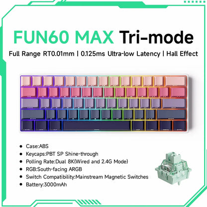 Akko MonsGeek FUN60 Mechanical Keyboard Magnetic Switch 60% Gaming Keyboards Rapid Trigger 0.01mm 8K ARGB HE/TMR Custom Keyboard Pi-Mart