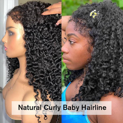 4C Kinky Edges HD Lace Wigs Deep Water Wave 13x6 HD Lace Frontal Wig Human Hair Glueless 30 34 Inch Lace Front Wigs for Women HOL stores