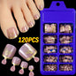 120Pcs 9-Colors French Fake Toenails Summer Short Sqaure Press On Toe Nails Tips Glossy Nude/Pink/Brown Full Cover False Toenail NovaCart