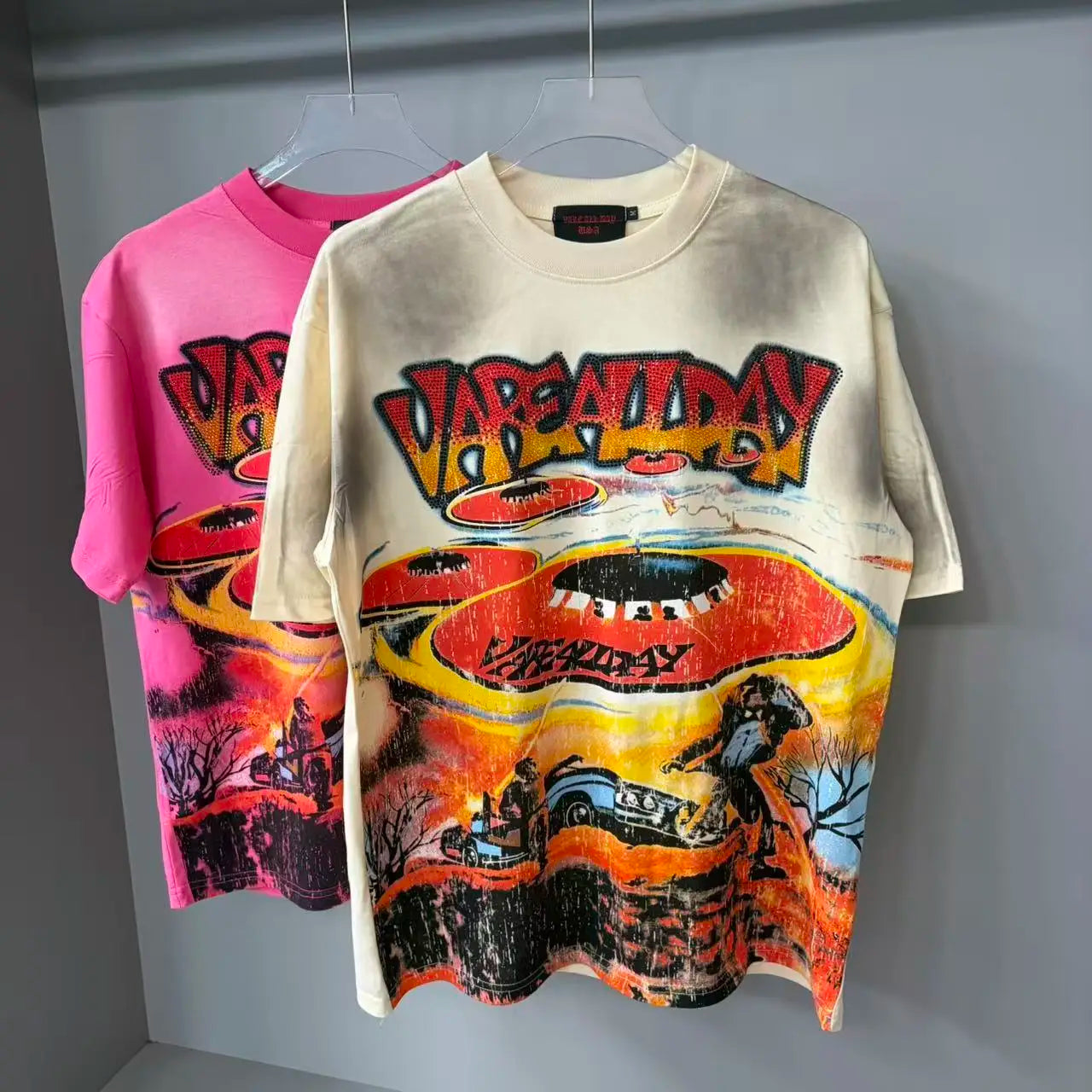2026 New Fashion Streetwear Shinning Diamond Baggy Tshirts for Men and Women Short Sleeve Rhinestone Cotton Top Tees Oversized NovaCart