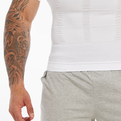 Men's Body Shaper Slimming Shirt Tummy Control Vest Compression Base Layer Slim Muscle Short Sleeve Shapewear NovaCart
