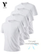 Round Neck T-Shirt 4-Pack White Ultra-Light Men's Quick Drying Breathable Sweat-Absorbent Shirt Suitable for Fitness Gym and Run NovaCart