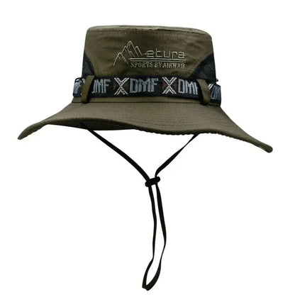 1Set bucket hat Summer Men UV Protection Hiking Beach Sunscreen Cap Bucket Hats Summer Hunting Hat Mesh Fisherman Safari Hat Pi-Mart