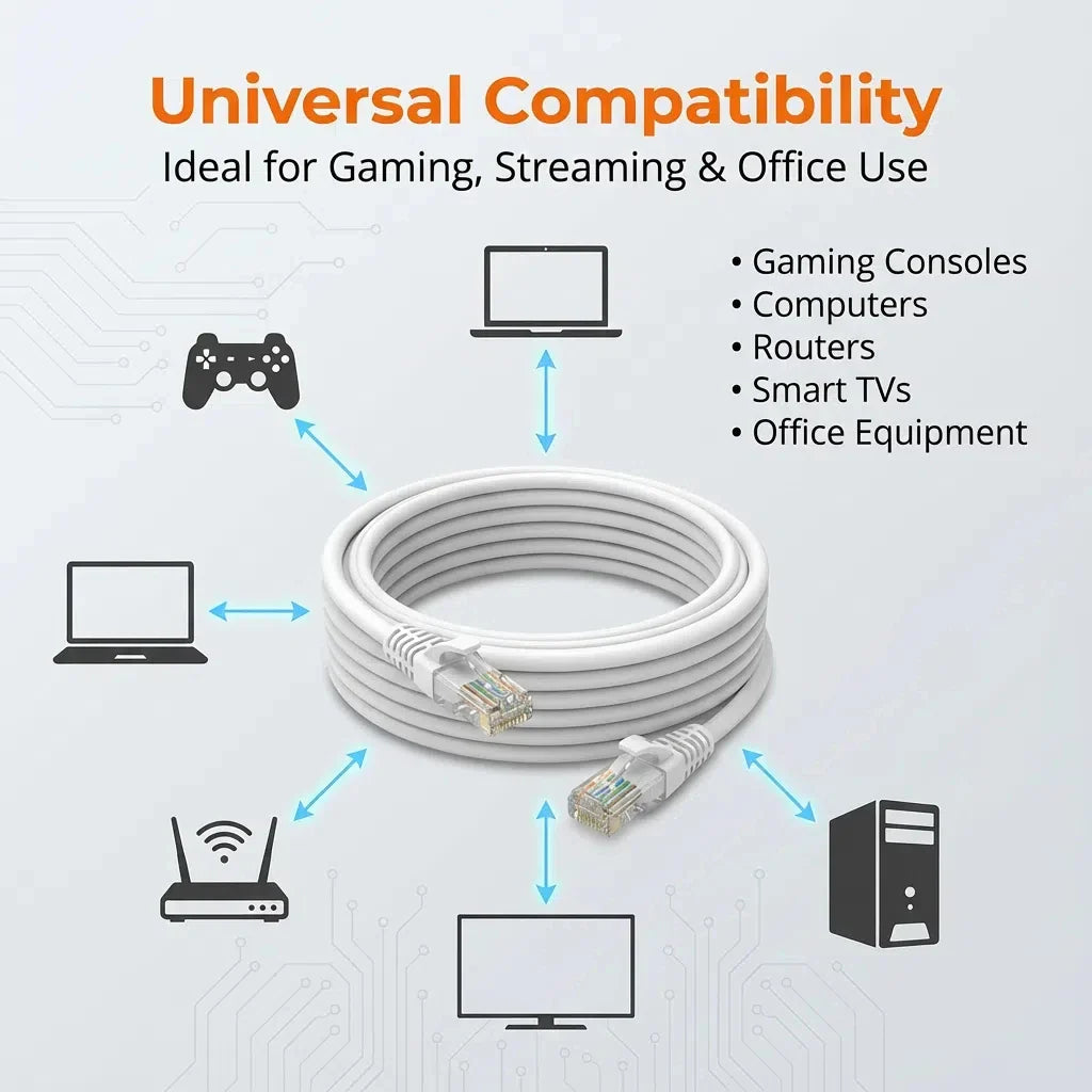 0.5/1/2/3/5/10/15/20/30/50M Cat6 Ethernet Cable RJ45 UTP 1000Mbps Network Cord LAN Wire Internet Lead Cord Router Computer Cable Pi-Mart