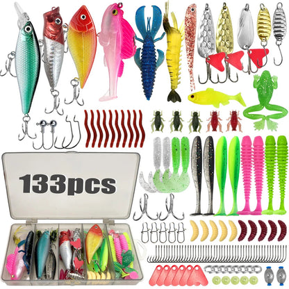 Fishing 83/133/193/239/409pcs Fishing Lure Kit For Trout/Pike/Bass Multi-Lure Fishing Set Layered Tackle Pro Gear Tackle Box Pi-Mart