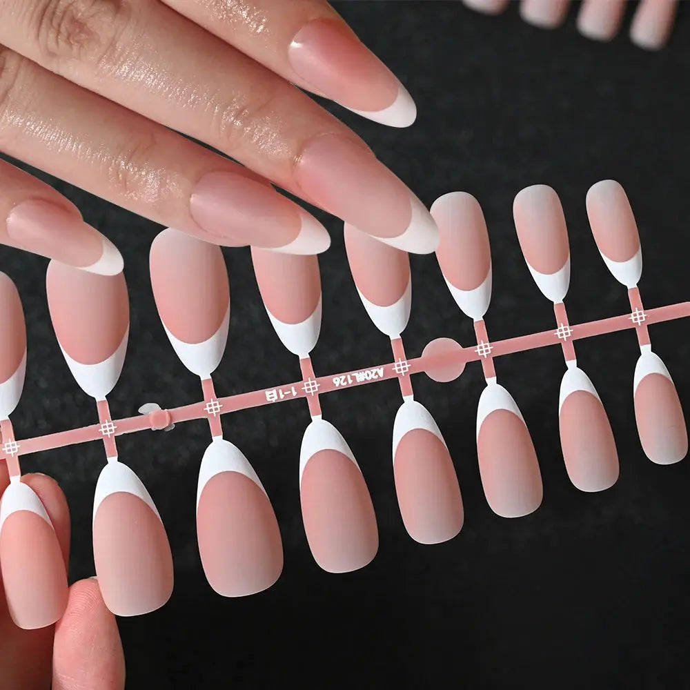 120Pcs Medium Long Square Acrylic French Fake Nails Full Cover Wearable French Press on Nails for Women Mixed Size False Nails NovaCart