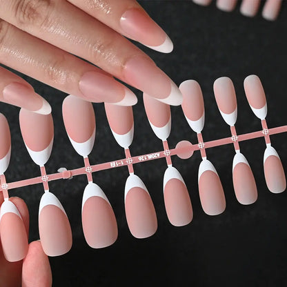 120Pcs Medium Long Square Acrylic French Fake Nails Full Cover Wearable French Press on Nails for Women Mixed Size False Nails NovaCart