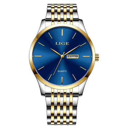 2025 LIGE Men Business Watches Top Brand Luxury Man Wristwatch Waterproof Luminous Date Week Quartz Men's Watch High Quality+Box NovaCart