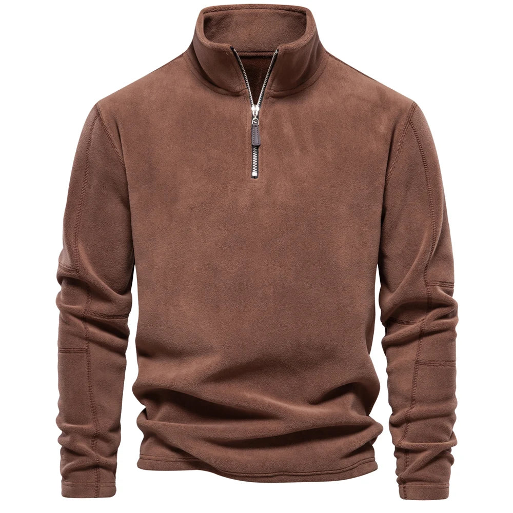 AIOPESON Brand Quality Thicken Warm Fleece Jacket for Men Zipper Neck Pullover Men's Sweatshirt Soft Shell Mens Jacket NovaCart