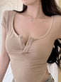2025 Solid Crew Neck T-shirt Casual Short Sleeve Crop Top For Spring &Summer Women's clothing NovaCart