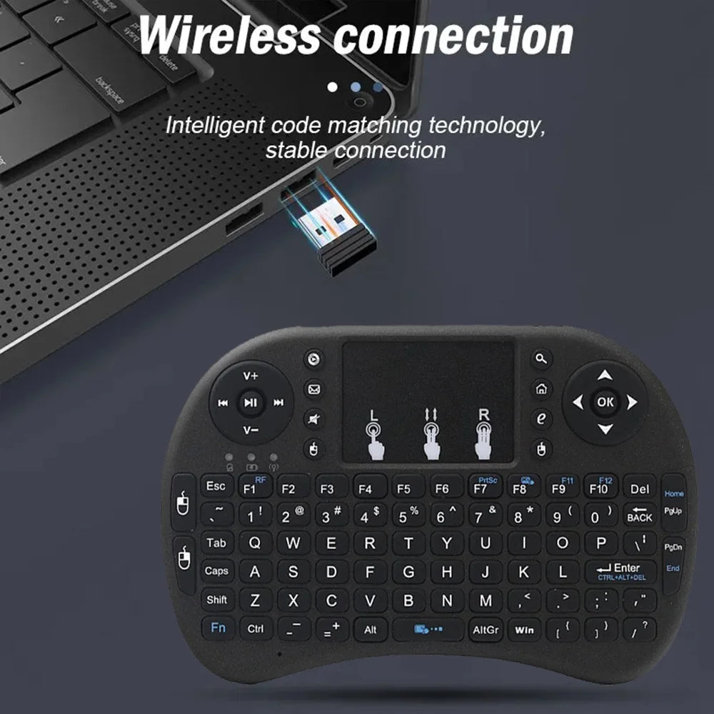 MRSVI I8 2.4G Mini Wireless Keyboard Classic Black Air Mouse Remote Control Touchpad for Android TV Box PC Smart TV Pi-Mart