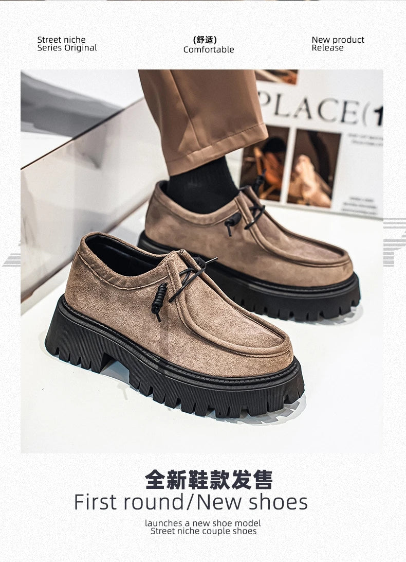Men's Shoes 2025 Autumn New Style High-heel Thick-soled Loafers, Durable and Retro Casual Shoes, Everyday Street Trend Sneakers NovaCart