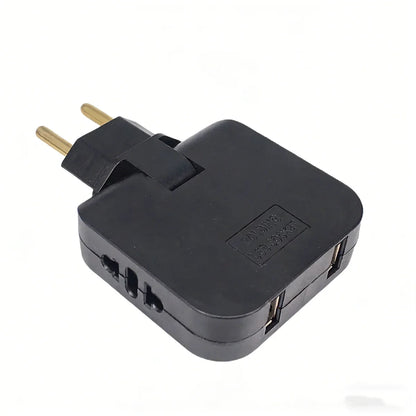 2 USB 3 in 1 EU Power Socket Plug Adapter Foldable US To EU Travel Aadapters Power Converter KR Plug Electrical Socket AC Outlet Pi-Mart