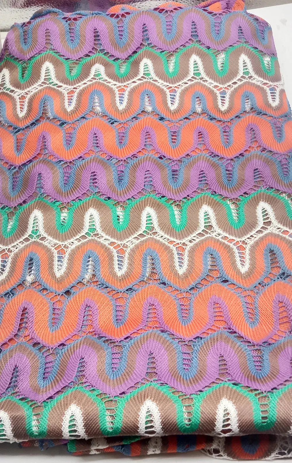 Knitting Lace Fabrics Zig Zag Wave Striped Lace Crochet Mesh Fabric Diy Fashion Cloth 155CM/1078 NovaCart